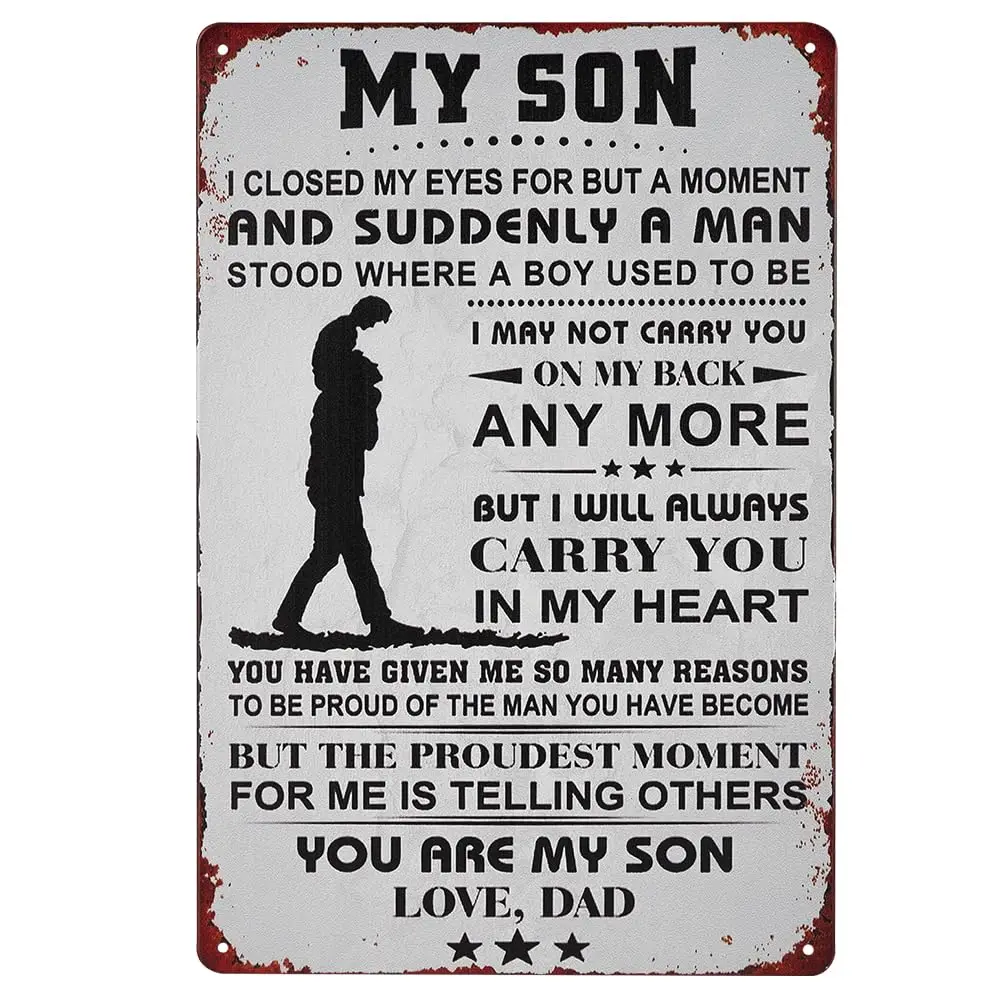 Металлические настенные рисунки Динливер Мой сын подарок на День отца для