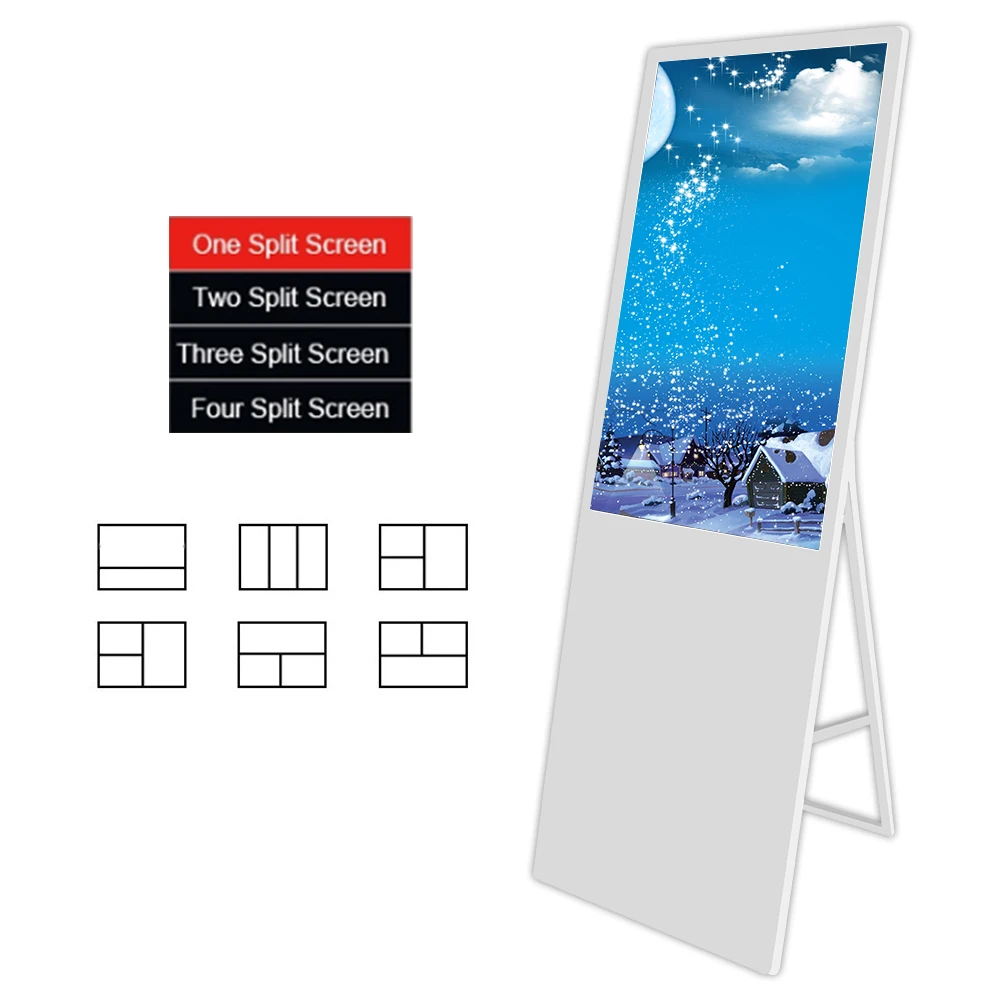 

43 49 55inch ultra thin wifi capacitive movable advertising media 4k poster portable LCD digital signage