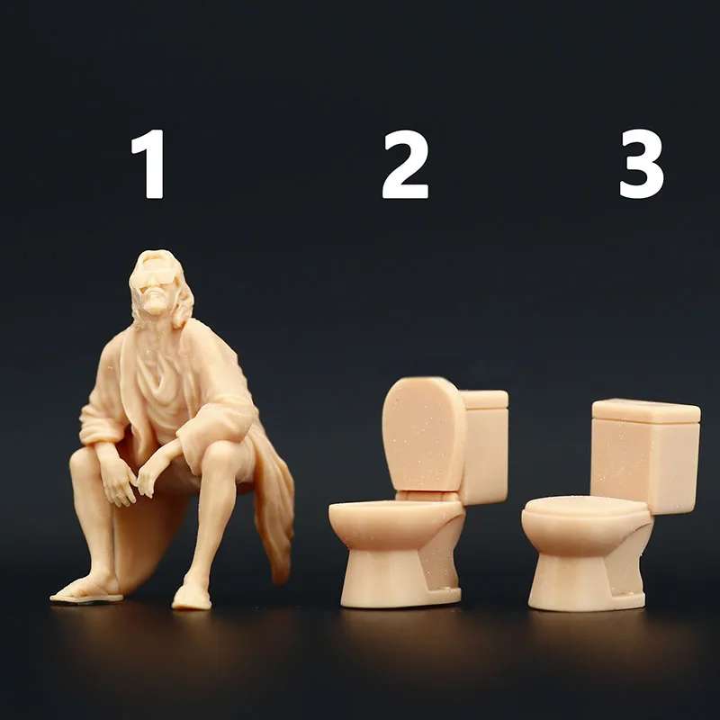 

1:87 1/64 Figure Uncle Cape Elderly Resin Miniature Flush Toilet 1/43 Model Need To Be Colored By Yourself