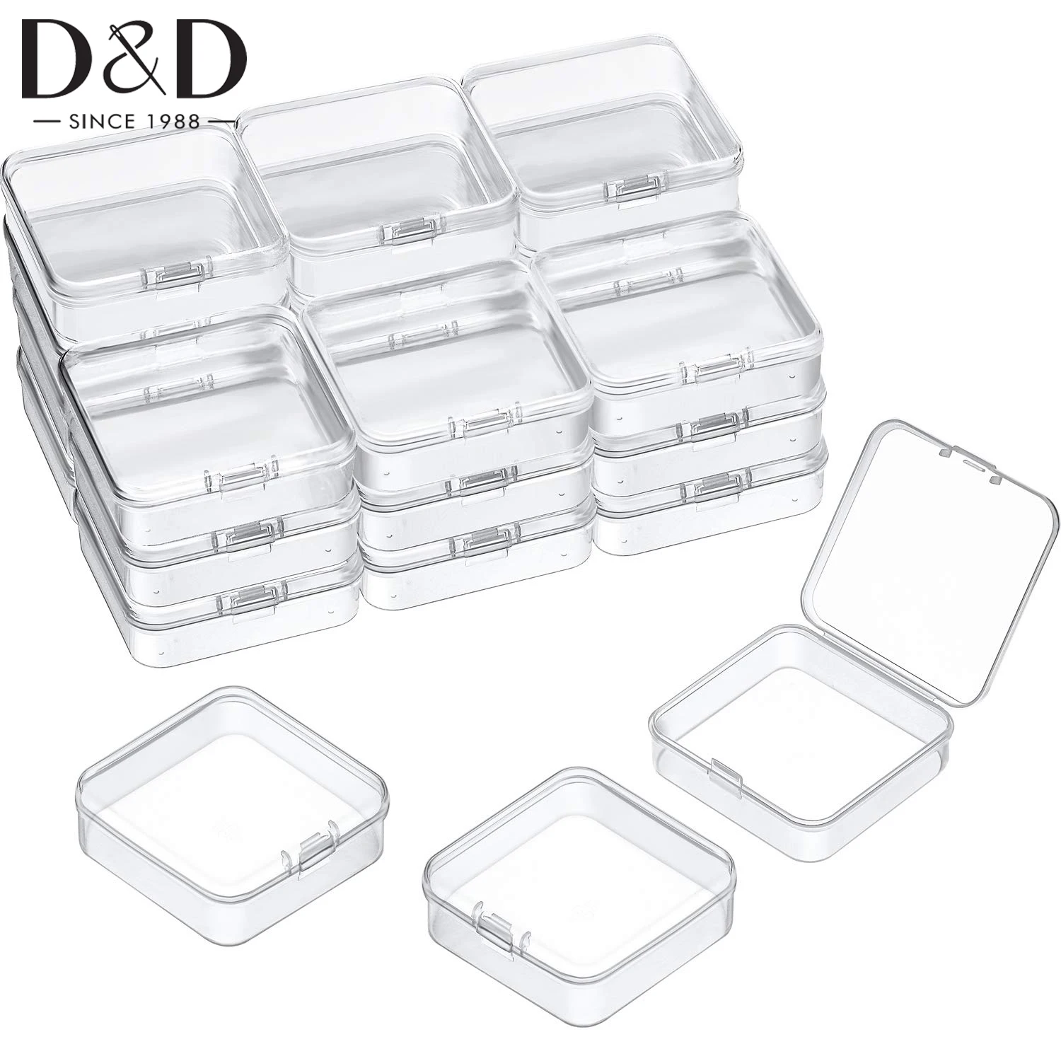 5Pcs Small Transparent Plastic Case Square Storage Box For Jewelry Beads Earrings DIY Crafts Sewing Supplies