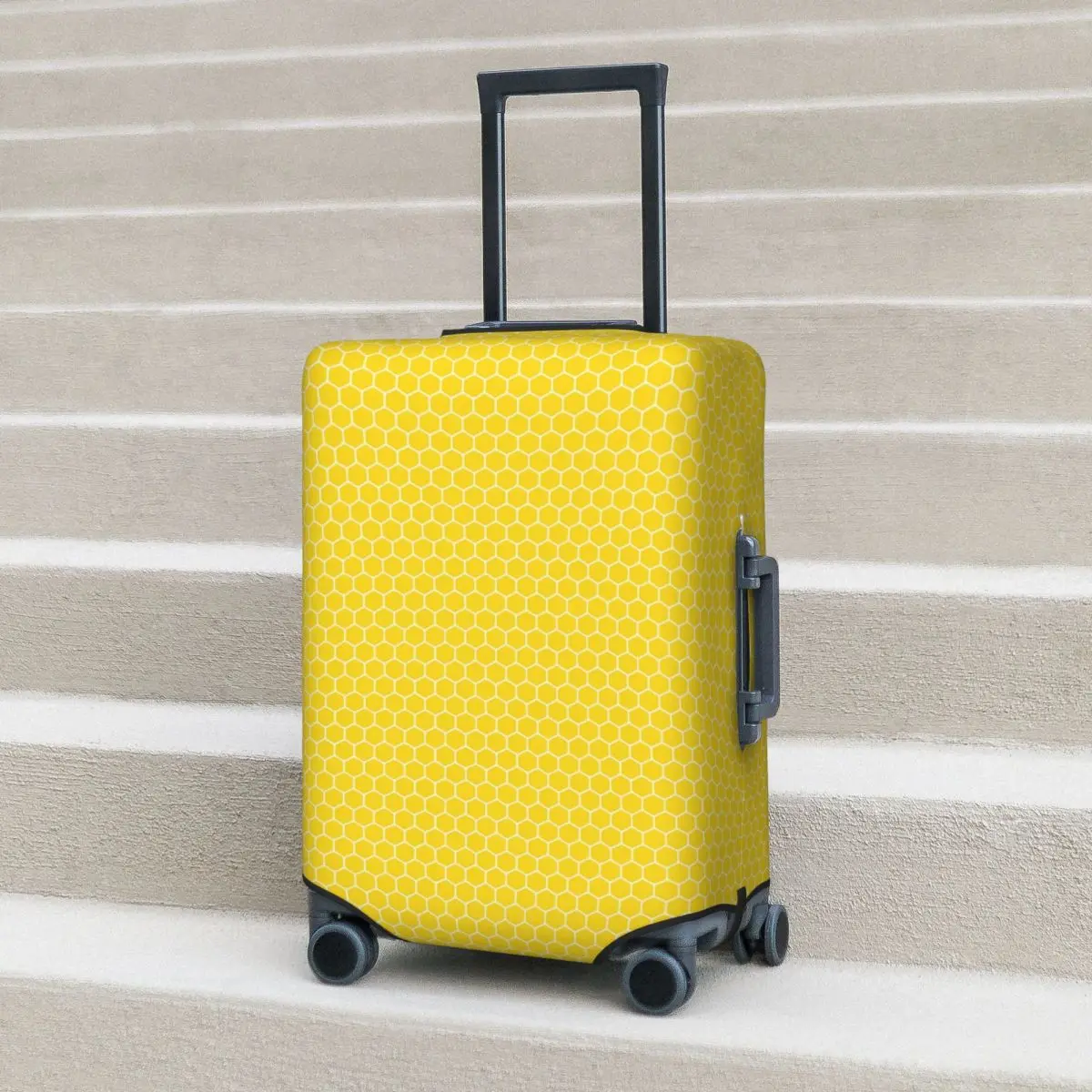 

Yellow Hives Suitcase Cover Geometric Print Practical Business Protection Luggage Case Vacation