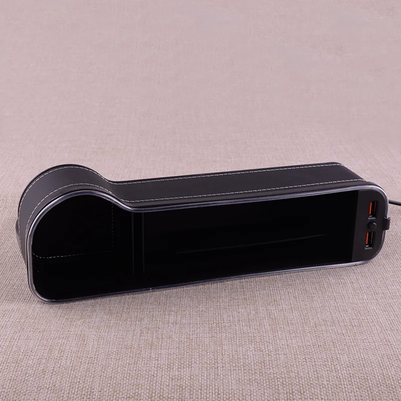 

Черная Универсальная автомобильная консоль, правое боковое сиденье, зазор, коробка для хранения, органайзер, Карманный держатель для чашки, двойной USB