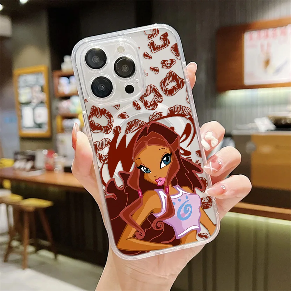 Фото Новый магнитный чехол для телефона W-Winx Clubs для Samsung Galaxy S26 S25 S24 S23 S22 S21 S20 FE Edge Plus Ultra 5G, мягкий прозрачный ТПУ №4