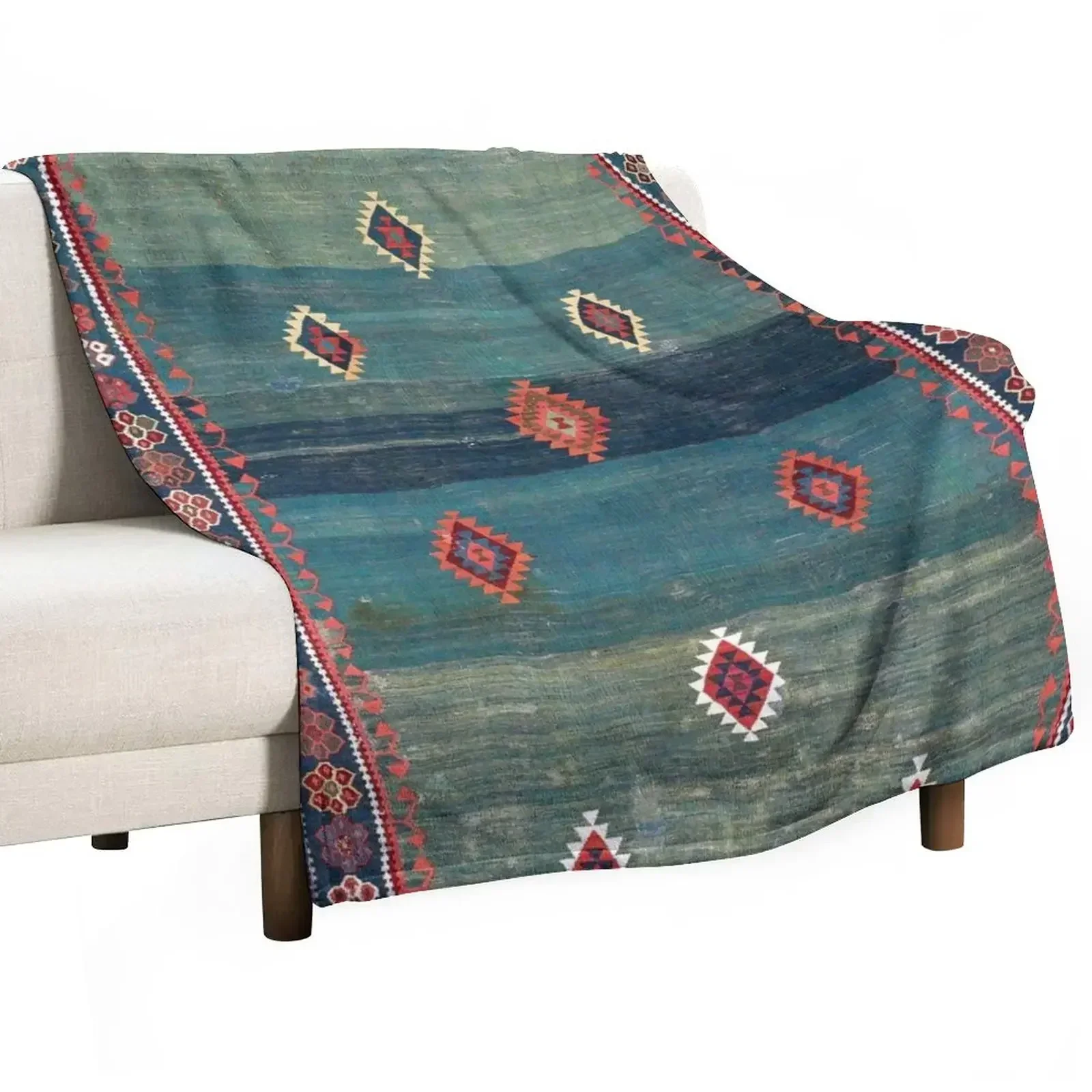 Фото Sivas антикварное турецкое нишевое одеяло с принтом Kilim, роскошные одеяла люксового бренда №1