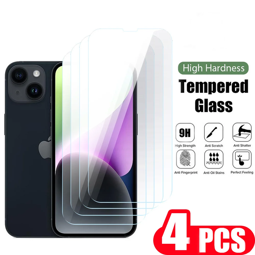 

4 шт., Защитное стекло для iphone 14 pro 13 mini 12 11 XR X XS Max 8 7 6 plus SE