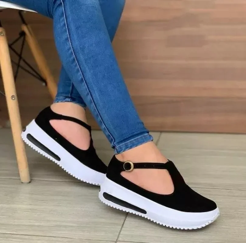 

Women Shoes 2021 Platform Casual Shoes Women Round Toe Loafers Women Buckle Wedge Shoes Woman Vulcanize Shoes Zapatos De Mujer