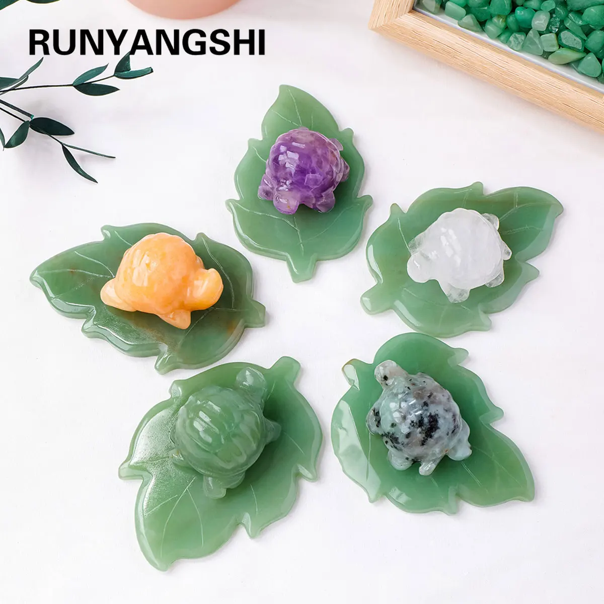 Исцеляющий Натуральный Камень Прозрачный Кварцевый Лист Черепахи Фигурка