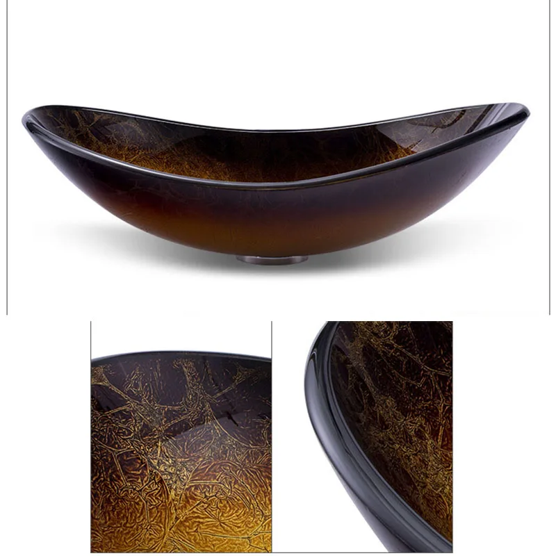 

OUIO черная стеклянная раковина с водопадом