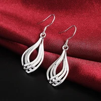 925 stamp silver color earrings fashion luxury jewelry for woman charm twist wavy line drop earrings trendsetter christmas gifts