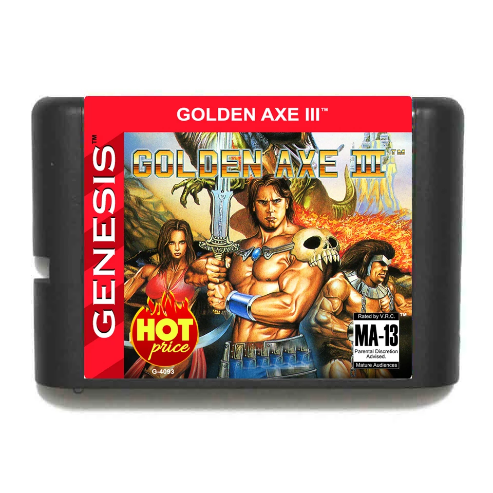 16-битная игровая карточка Golden Axe III для Sega Genesis Mega Drive