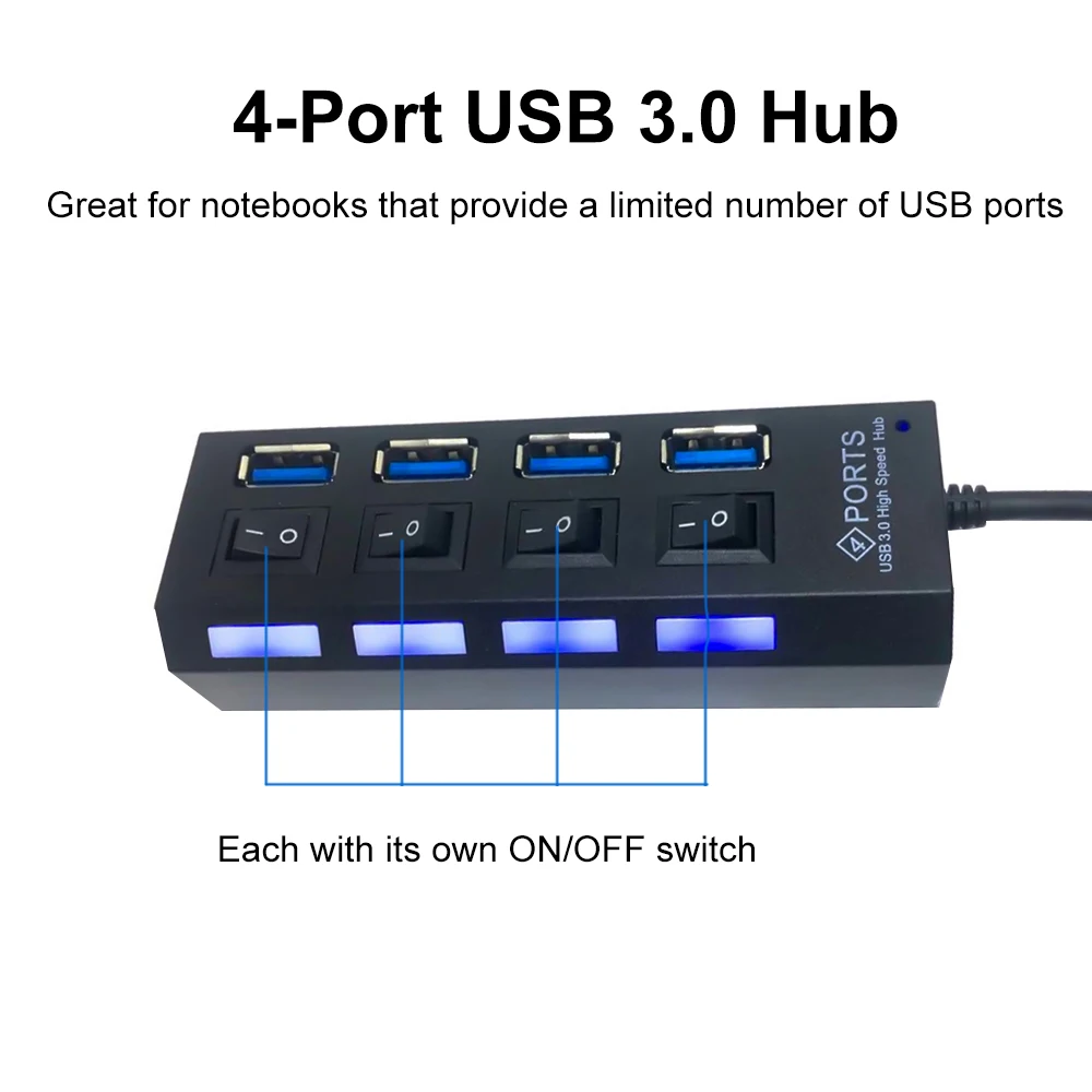 

USB 3.0 HUB One Drag Four Hub Independent Switch HUB Usb3. 4 Port Extender Splitter