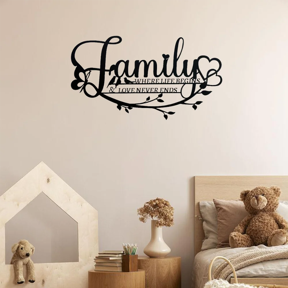 Металлическая настенная декоративная вывеска Любовь никогда не заканчивается