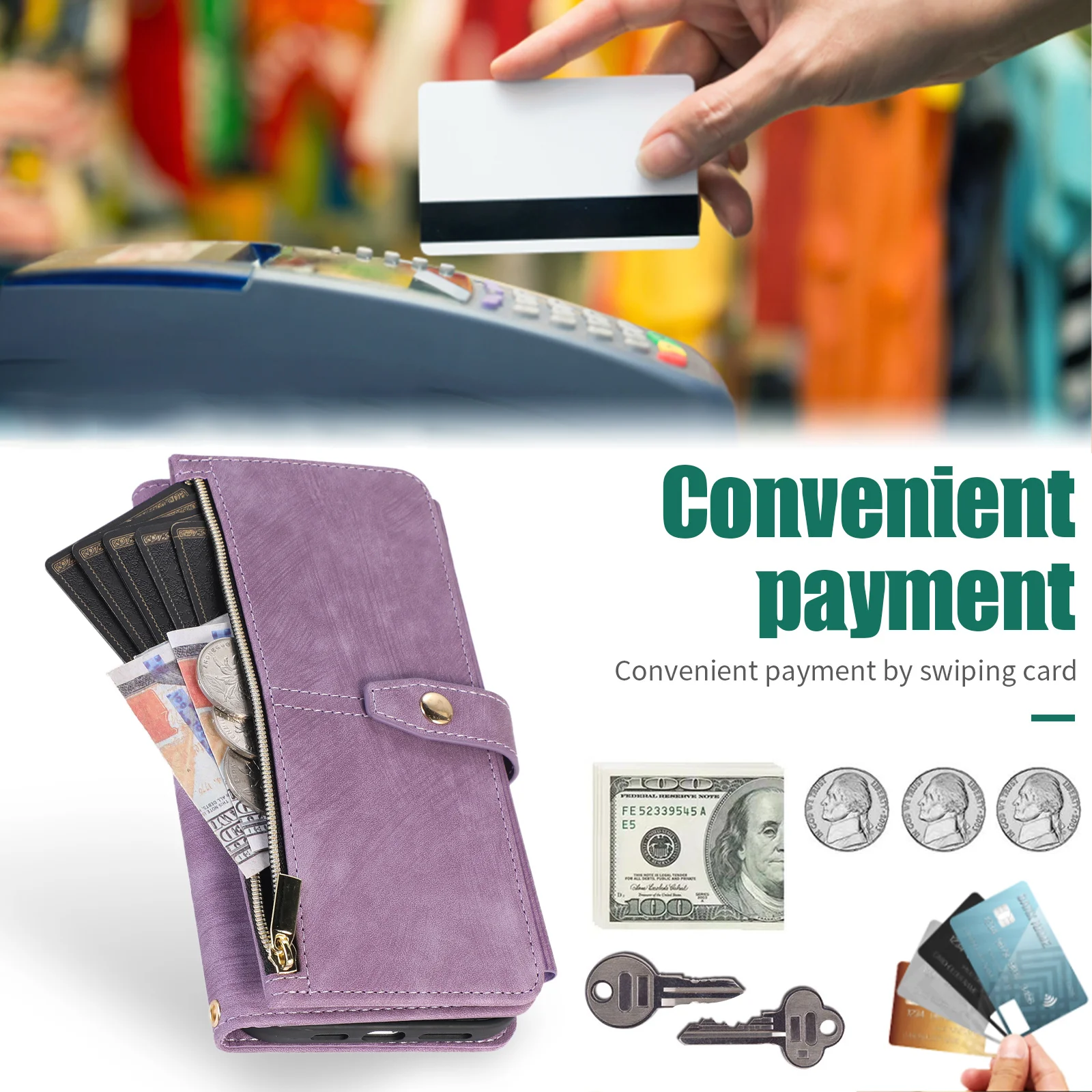 Crossbody Zipper Wallet Phone Case for iPhone 14 13 12 11 Pro Max Mini X XS X 8 7 Plus SE 2 3 Card Holder Lanyard Leather Cover