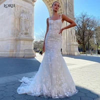 lorie vintage lace mermiad wedding dresses sleeveless sauqre collar bohemia bodycon bridal gowns beach appliques bride dress