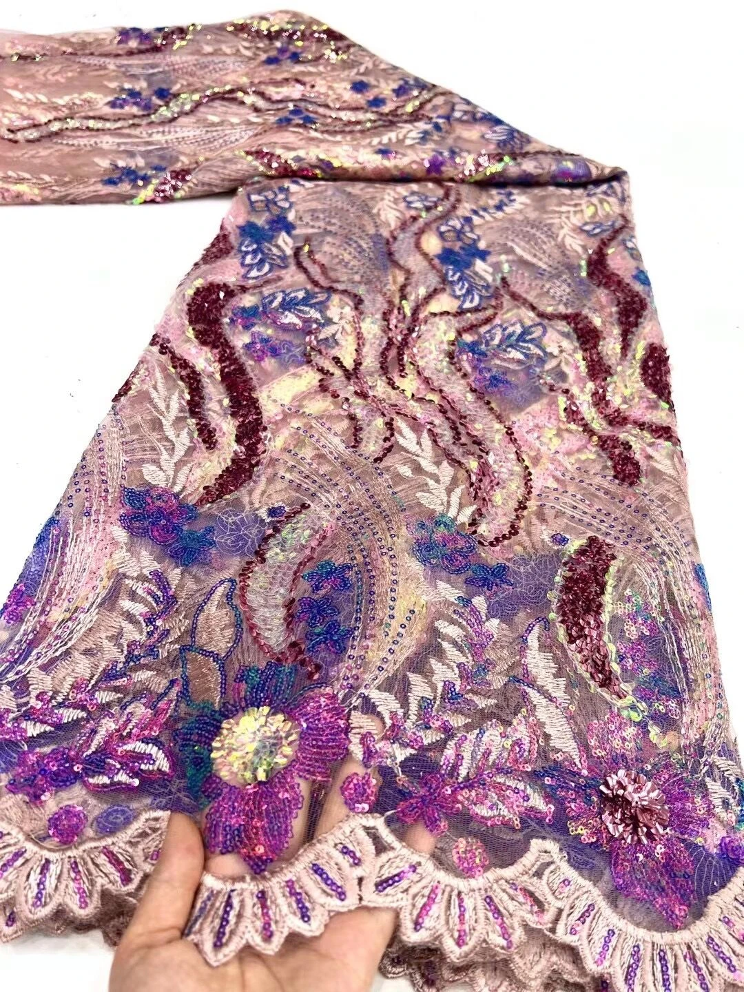 

Nigerian Sequin Yarn Brocade Jacquard Fabric, African Lace, High Quality, Women Wedding, Tailor Party, HD069, New, 2023