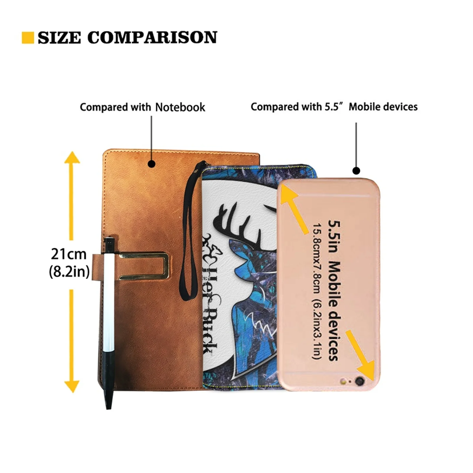 Belidome Womens Wristlet Wallet Blue Camo Hunting Deer RFID Blocking Leather Multi Credit Card Zip Around Clutch Travel Purse