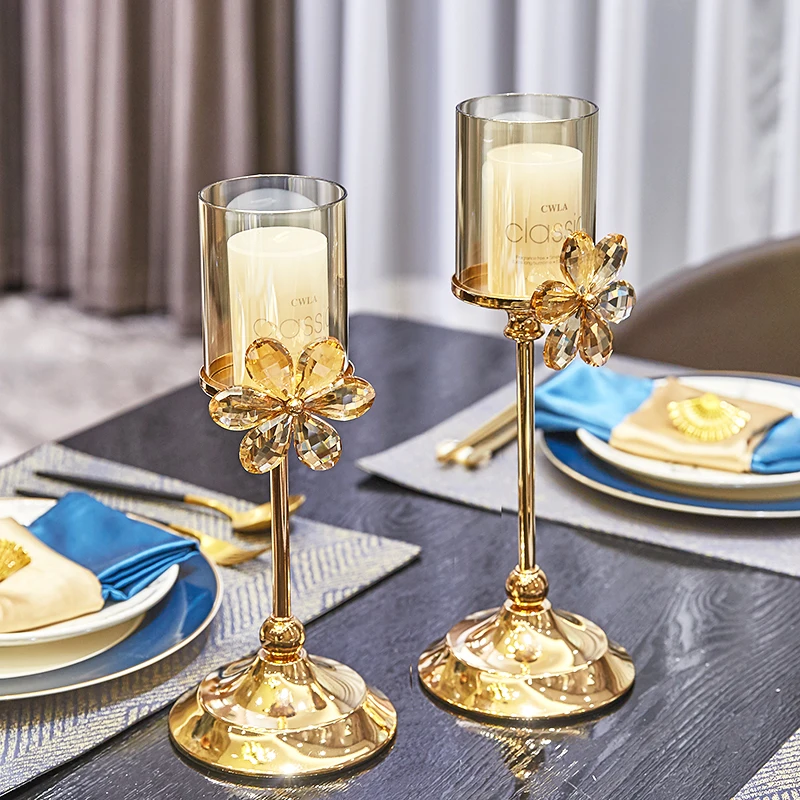 

Nordic Modern Style Candle Holders Glass Luxury Crystals Candle Holders Table Decoration Accessories Bougeoir Home Decor Gift