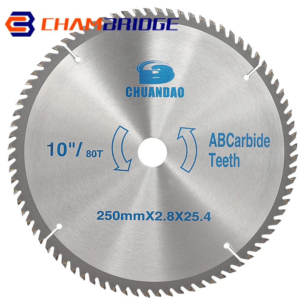 10inch Carbide Circular Saw Blade 40/60/80/100/120 Teeth Aluminum Cut Off Wheel Tipped Wood Cutting Disc Rotary Tool Accessories