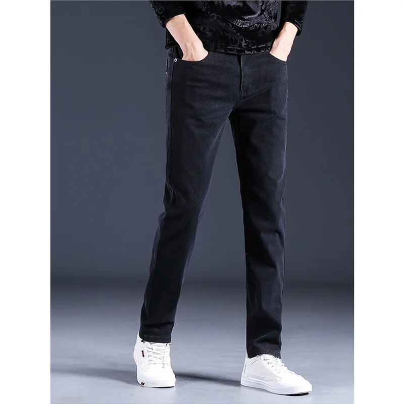 Men Clothing Autumn New Pattern Smoky Grey Self-cultivation Crus Pedis Straight Cylinder Trousers Casual Stretch Jeans Female