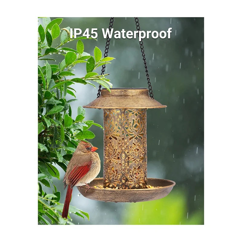 Outdoors Hanging Bird Feeder Metal Wild Bird Feeder For Cardinals Solar Garden Lantern With S Hook
