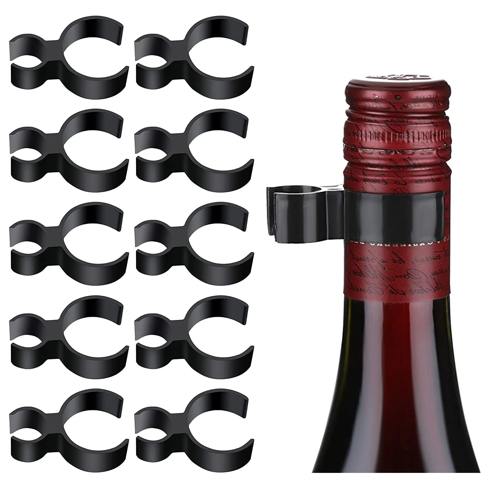 

10Pcs Champagne Bottle Sparklers Clips Holder Safety Clips Black Plastic Bottle Service for Candle Parties Anniversaries