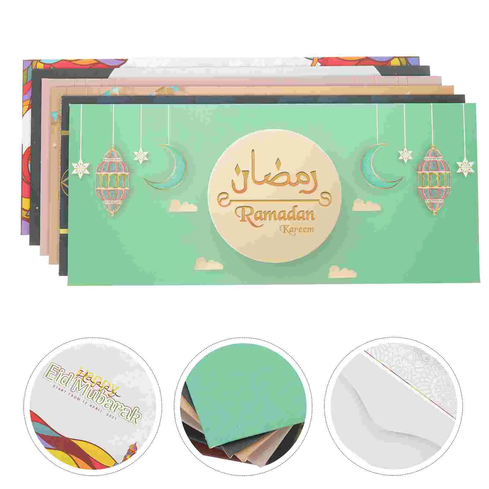 

6 Pcs Red Envelopes Eid Festival Blank Cards Muslim Party Supplies Delicate Islam Cards Envelopes Paper Eid Mubarak Envelopes