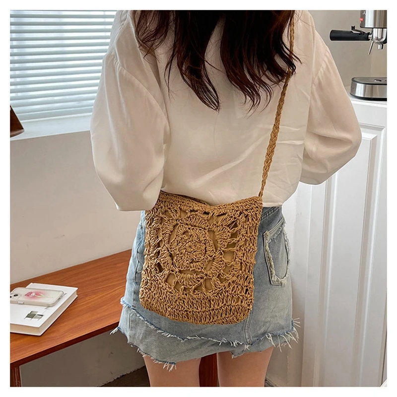 Fashion Woven Hollow Out Shoulder Bags casual Crochet Backpack Summer Beach Vacation Crossbody bag Ladies Messenger zipper Purse