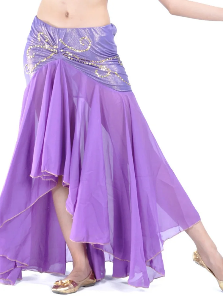 Костюм для танца живота однотонный юбка Восточная Арабская женская с блестками