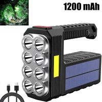 searchlight high power led flashlights solar rechargeable powerful flashlight ultra bright outdoor multi function portable torch
