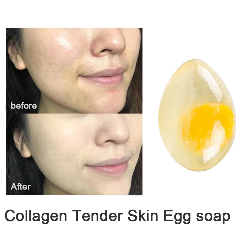 

collagen skin egg soap skin rejuvenation whitening acarid removing skin cleansing privacy care handmade soap whole body soap 80g