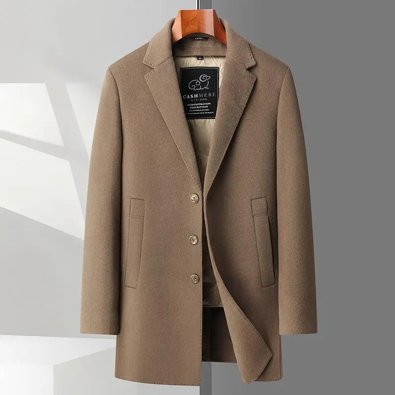 

2023 High Quality New Men's Fashion Handsome Trend Goose Down Removable Inner Wool Coat Casual Thickened Wool Coat Winter