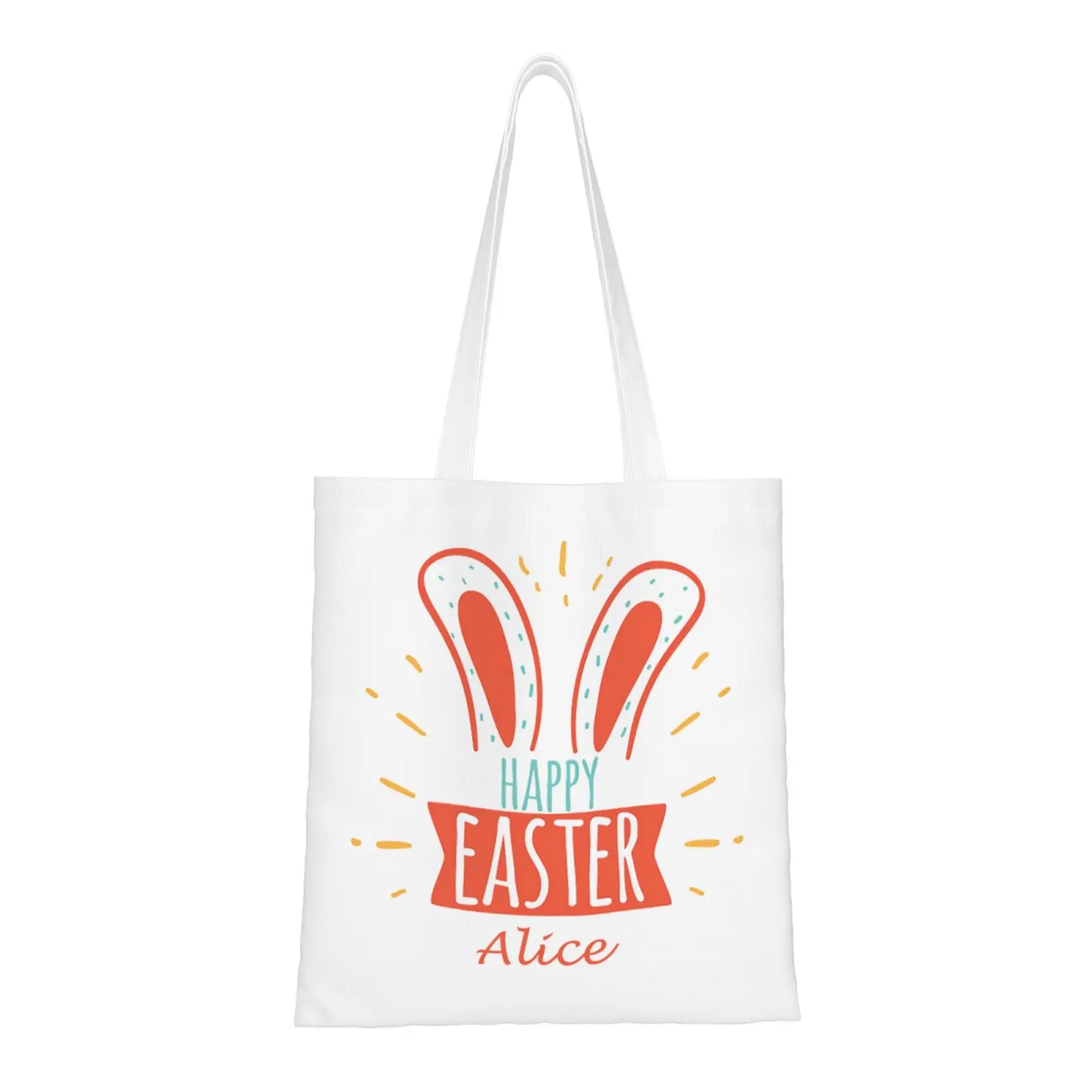 

Customizable Easter Basket Canvas Bucket with Fluffy Tail Foldable Ears Easter Tote Bag Candy Party Supplies for Boys and Girls