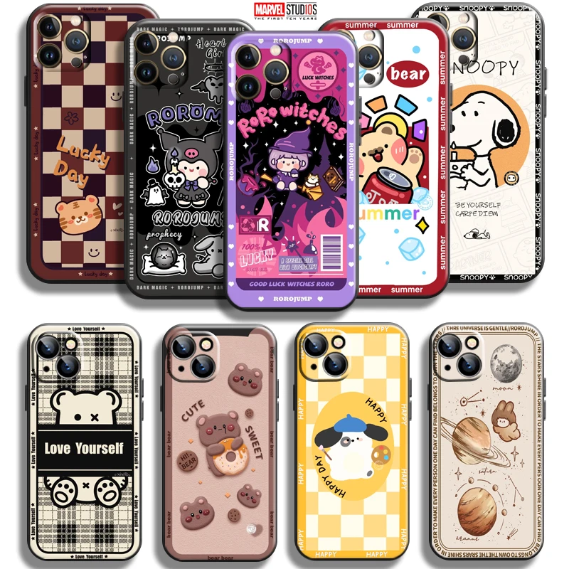 

Cute Cartoon Bear For Apple iPhone 13 12 11 Pro Mini X XR XS Max SE 5 5s 6 6S 7 8 Plus Phone Case Funda Back Carcasa