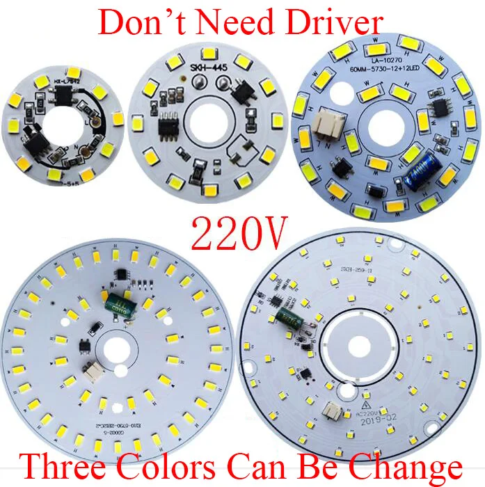 

3W 4W 5W 6W 7W 12W 13W 16W 18W 220V Free Driver Three Tri-Color Alternating Light Chip SMT SMD LED Base Bulb Lamp Bead Emitter