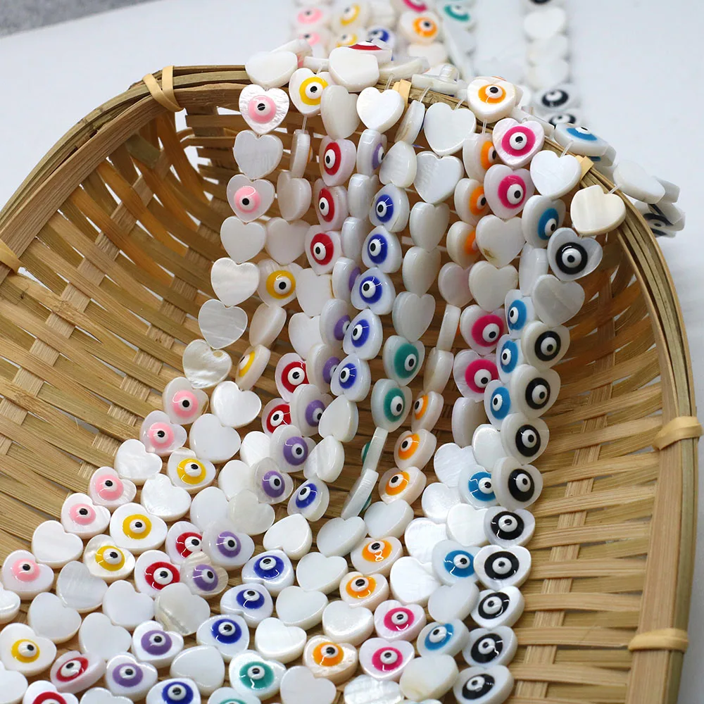 

Heart Single-sided Evil Eye Beads Natural Freshwater Shell Beads for Jewelry Making DIY Anklets Earrings Bracelet Necklace