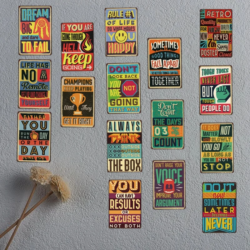 

Dream Big Plaque Metal Vintage Tin Sign Family Rules Wall Party Garage Art Vintage Home Decor Metal Poster 30X20CM A-3341-Metal