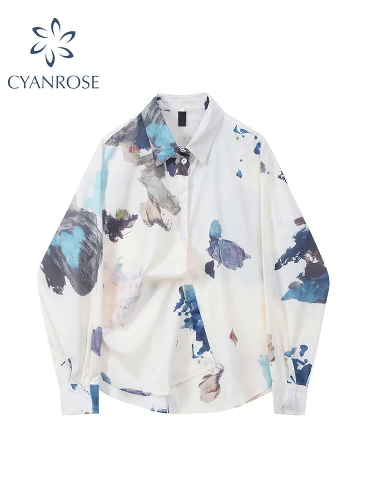 

Boyfriend Shirt Oversized Beach Women's Blouse OL Leisure Retro Streetwear Harajuku Long Sleeve Blusas Single Breasted Ins Tops