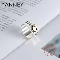 yanney silver color unisex open ring fashion simple european emperor smiley jewelry gift accessories