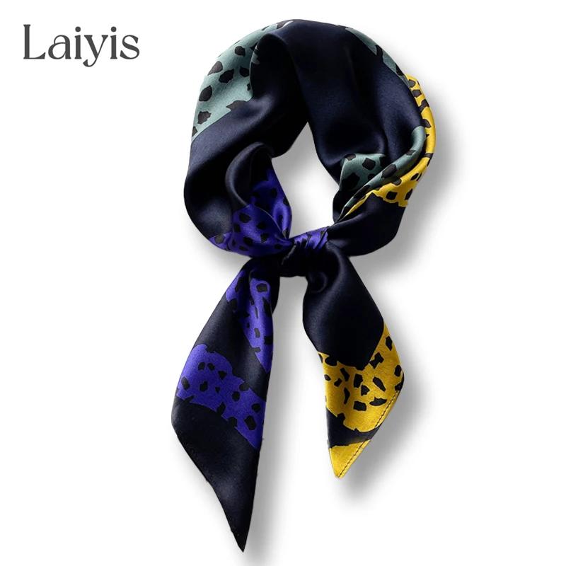

Leopard Print 100% Real Silk Scarf Women Shawl Beach Neckerchief Female Hairband Foulard Design Elegant Square Wrap 2022 Bandana