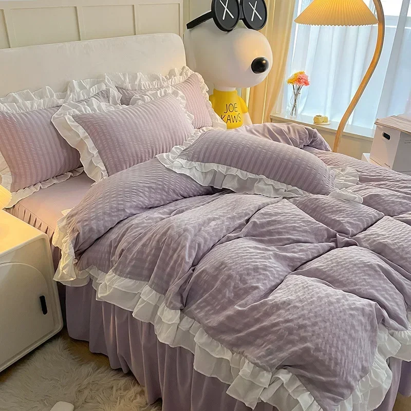 Кружево для спальни мягкие покрывала двуспальной кровати домашний удобный