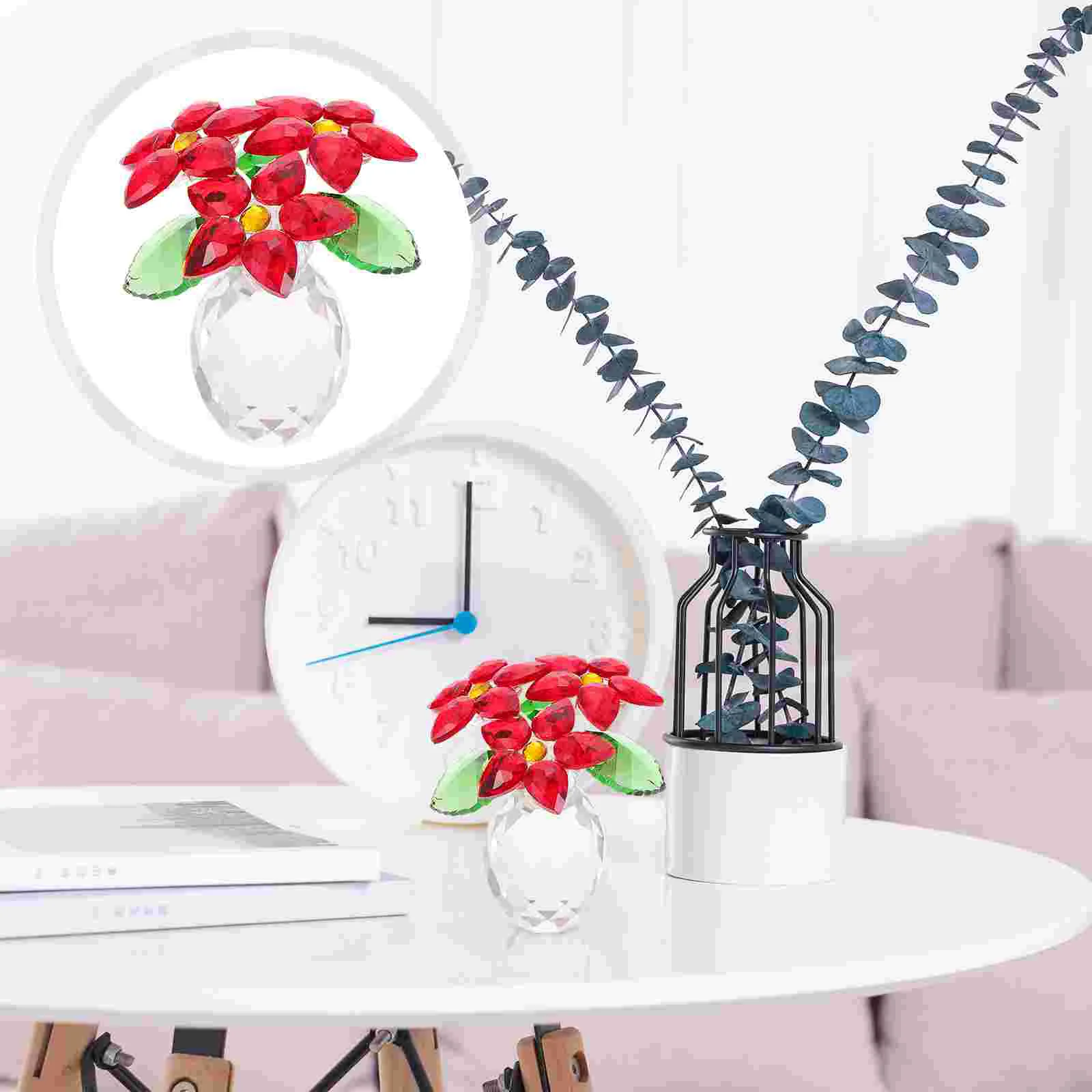 

Crystal Pineapple Vase Creative Ornament Desktop Flower Adornment Planter Decor Simple White