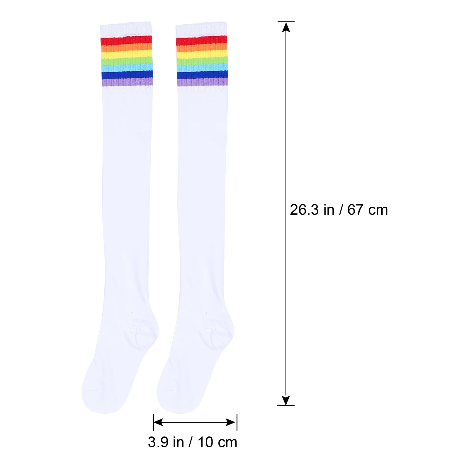 2 Pairs Rainbow Long Stockings Decorative Sports High Thigh Socks for Girls Use