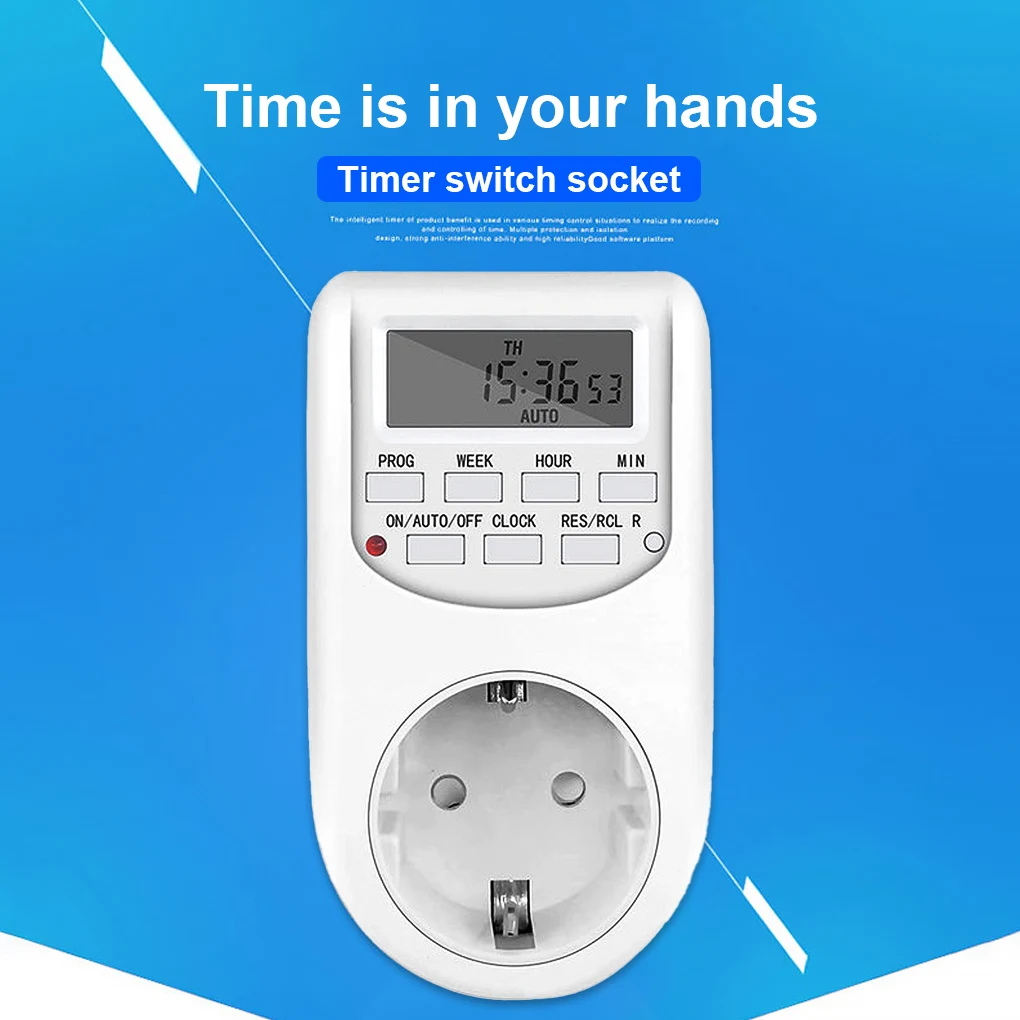 

EU Plug Timer Smart Switch Energy Saving Digital Kitchen Timer Outlet Week Hour Programmable 220-240V Power Timing Socket