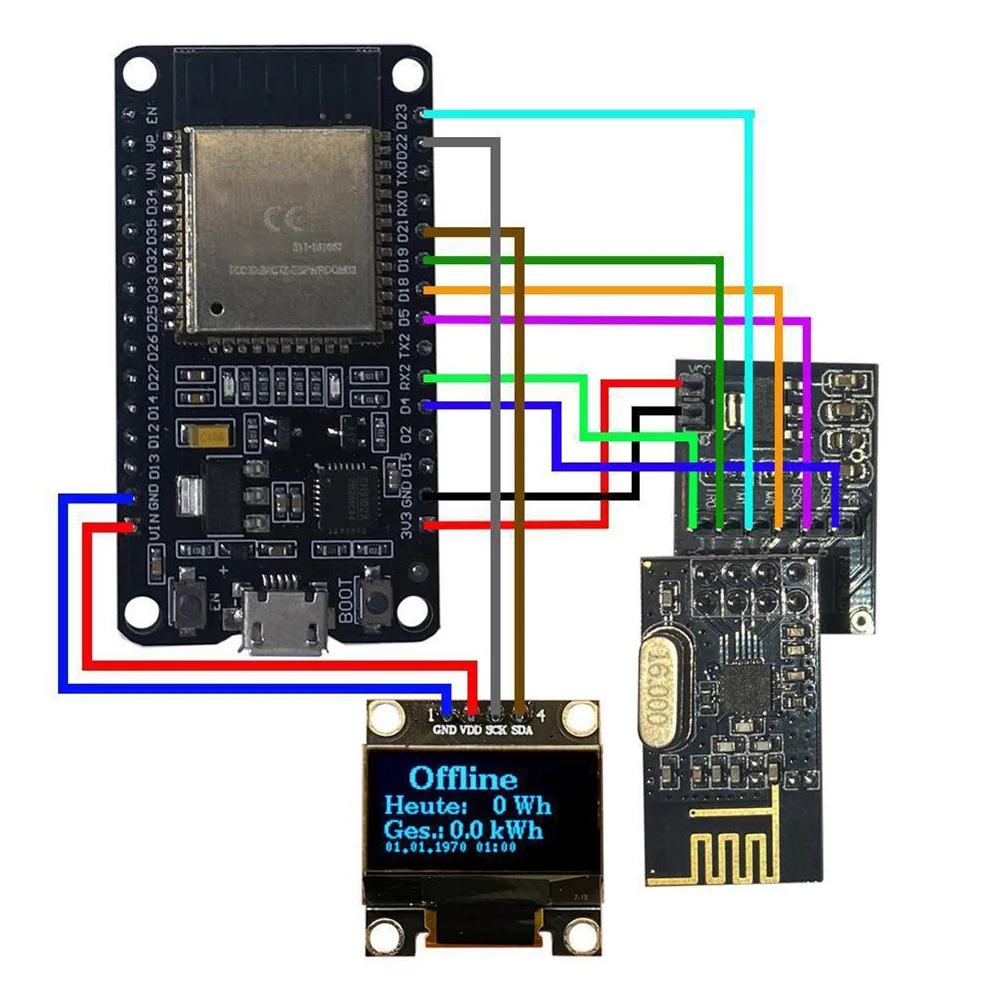 Комплект модуля DIY комплект дисплея для OpenDTU Hoymiles ESP321 NRF24L01 антенная розетка Kabel