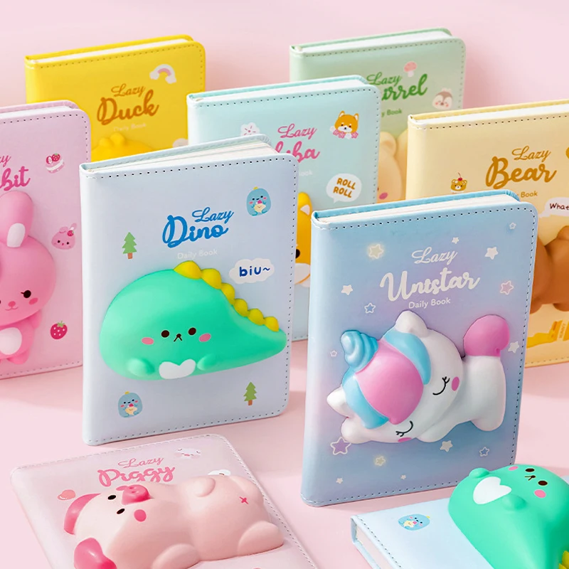 Мультяшный блокнот из искусственной кожи с крышкой для студентов, милый оригинальный дневник, креативный цветной ежедневник, ежедневник, канцелярские принадлежности для школы и офиса
