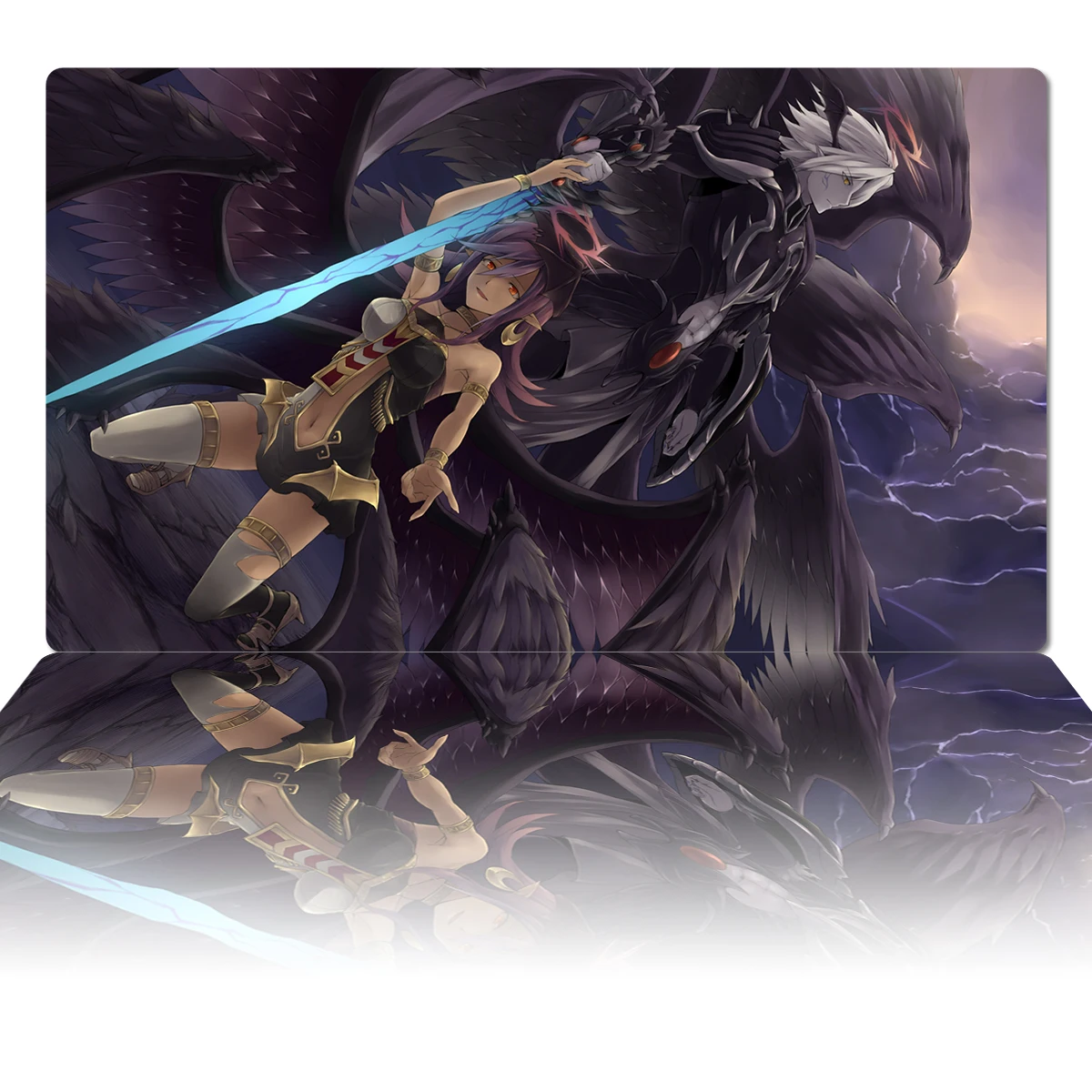 

YuGiOh Playmat Darklord Ixchel & Morningstar TCG CCG Board Game Trading Card Game Mat Custom Mouse Pad Rubber Desk Mat Zones Bag