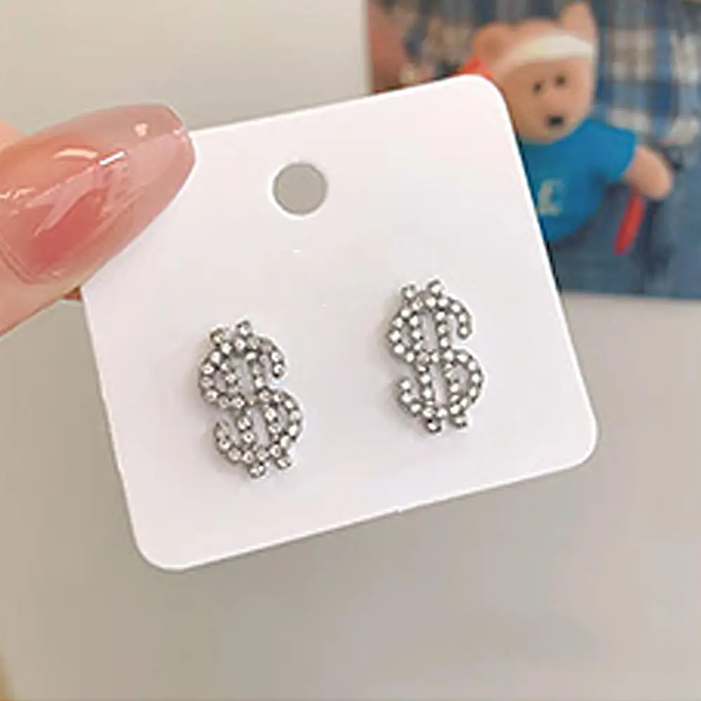 

Women's Earrings Rhinestone Dollar Icon Shape Hanging Shiny Dangle Exaggerated Prevent Allergy Quality Ear Nail