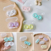 1pcs contact lens case holder tweezer lens container cute solid color contact colored lenses case travel kit box gift