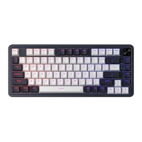 Беспроводная игровая клавиатура Redragon K673 PRO 75% RGB с прокладкой, компактная механическая клавиатура с 3 режимами и 81 клавишами, красный переключатель горячей замены