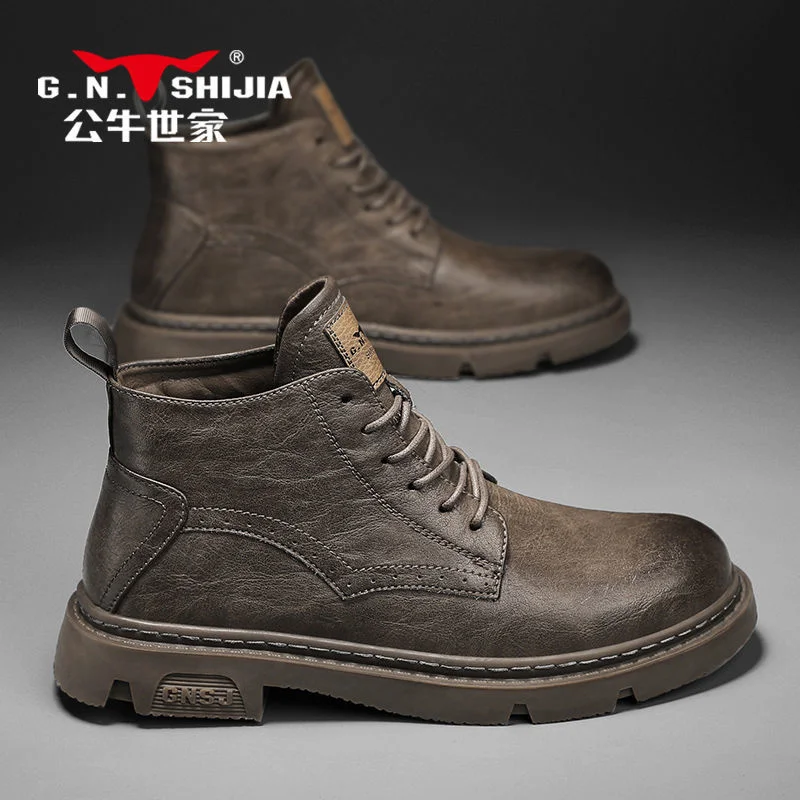 

High quality Martin Boots Men's 2023 Autumn New Genuine Leather Classic British Style Locomotive Retro Work Clothes Short